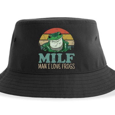 Milf Man I Love Frogs Funny Saying Frog Amphibian Lovers Sustainable Bucket Hat