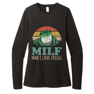 Milf Man I Love Frogs Funny Saying Frog Amphibian Lovers Womens CVC Long Sleeve Shirt