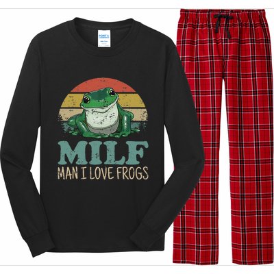 Milf Man I Love Frogs Funny Saying Frog Amphibian Lovers Long Sleeve Pajama Set