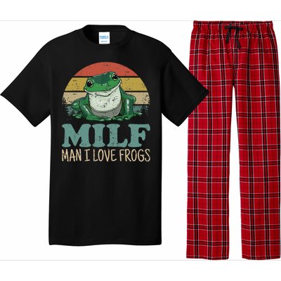 Milf Man I Love Frogs Funny Saying Frog Amphibian Lovers Pajama Set