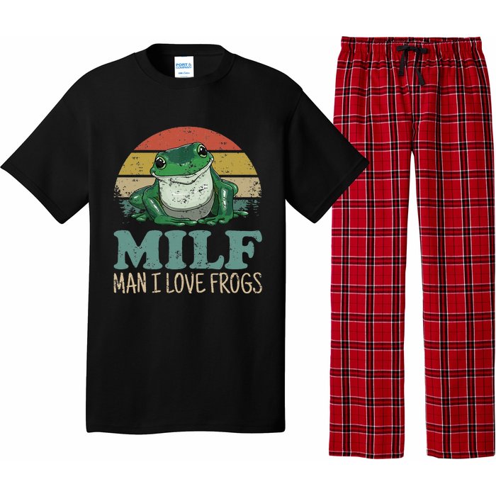 Milf Man I Love Frogs Funny Saying Frog Amphibian Lovers Pajama Set