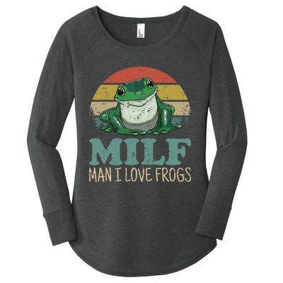 Milf Man I Love Frogs Funny Saying Frog Amphibian Lovers Women's Perfect Tri Tunic Long Sleeve Shirt