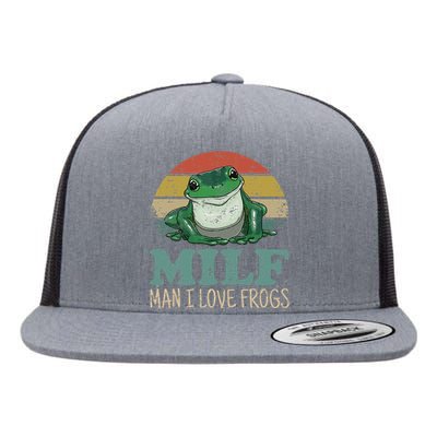 Milf Man I Love Frogs Funny Saying Frog Amphibian Lovers Flat Bill Trucker Hat