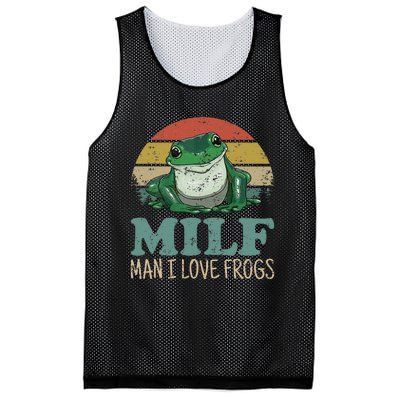 Milf Man I Love Frogs Funny Saying Frog Amphibian Lovers Mesh Reversible Basketball Jersey Tank