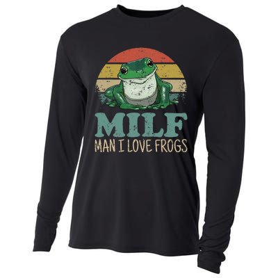 Milf Man I Love Frogs Funny Saying Frog Amphibian Lovers Cooling Performance Long Sleeve Crew