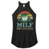 Milf Man I Love Frogs Funny Saying Frog Amphibian Lovers Women's Perfect Tri Rocker Tank