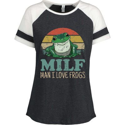 Milf Man I Love Frogs Funny Saying Frog Amphibian Lovers Enza Ladies Jersey Colorblock Tee