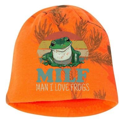 Milf Man I Love Frogs Funny Saying Frog Amphibian Lovers Kati - Camo Knit Beanie