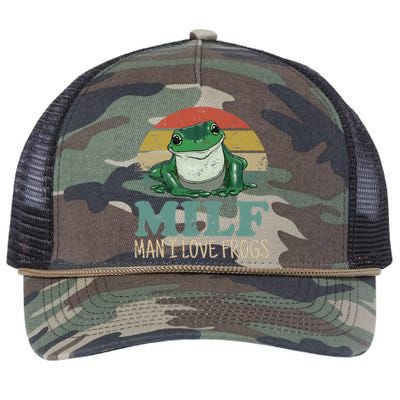 Milf Man I Love Frogs Funny Saying Frog Amphibian Lovers Retro Rope Trucker Hat Cap