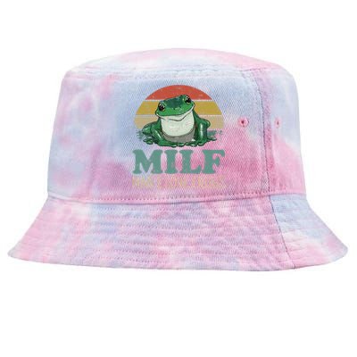 Milf Man I Love Frogs Funny Saying Frog Amphibian Lovers Tie-Dyed Bucket Hat