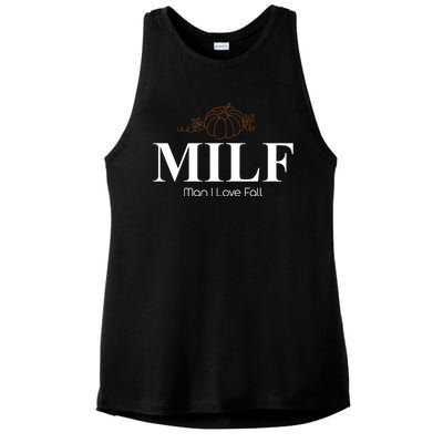 MILF Man I Love Fall October Lover Ladies PosiCharge Tri-Blend Wicking Tank