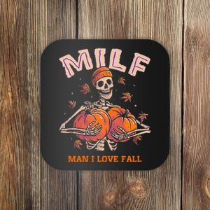 MILF Man I Love Fall Funny Skeleton Pumpkin Autumn Lover Coaster