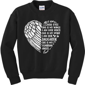 My Mom Is My Guardian Angel I Am Her Daughter Kids Sweatshirt