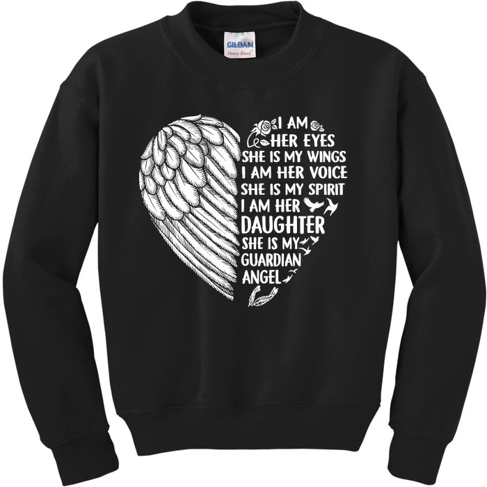 My Mom Is My Guardian Angel I Am Her Daughter Kids Sweatshirt