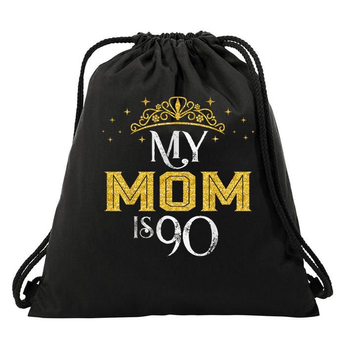 My Mom Is 90 Years Old 1935 90th Birthday For Mom Drawstring Bag