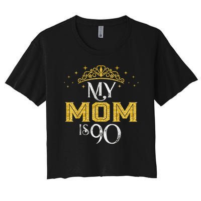 My Mom Is 90 Years Old 1935 90th Birthday For Mom Women's Crop Top Tee