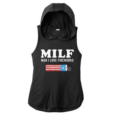 MILF Man I Love Fireworks Fourth 4th Of July Shirt Funny Ladies PosiCharge Tri-Blend Wicking Draft Hoodie Tank