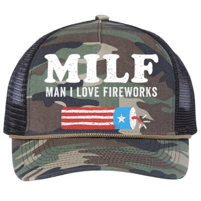 MILF Man I Love Fireworks Fourth 4th Of July Shirt Funny Retro Rope Trucker Hat Cap