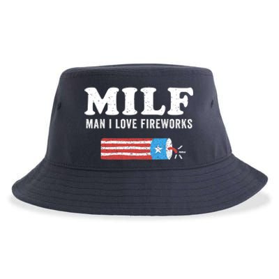 MILF Man I Love Fireworks Fourth 4th Of July Shirt Funny Sustainable Bucket Hat