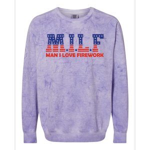 MILF Man I Love Fireworks Funny American 4th Of July Colorblast Crewneck Sweatshirt