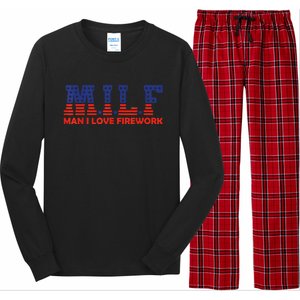 MILF Man I Love Fireworks Funny American 4th Of July Long Sleeve Pajama Set