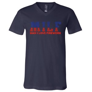 MILF Man I Love Fireworks Funny American 4th Of July V-Neck T-Shirt