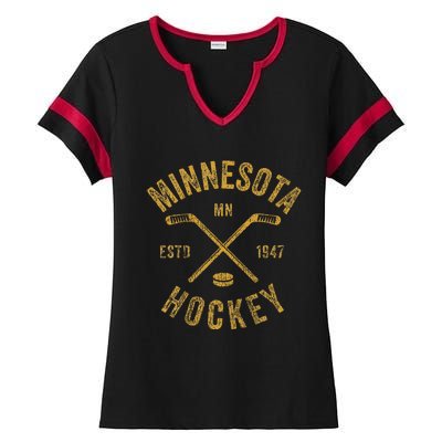 Minnesota Mn Ice Hockey Sticks Ladies Halftime Notch Neck Tee