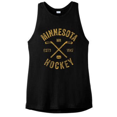 Minnesota Mn Ice Hockey Sticks Ladies PosiCharge Tri-Blend Wicking Tank