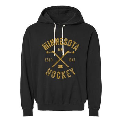 Minnesota Mn Ice Hockey Sticks Garment-Dyed Fleece Hoodie