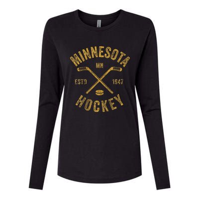 Minnesota Mn Ice Hockey Sticks Womens Cotton Relaxed Long Sleeve T-Shirt