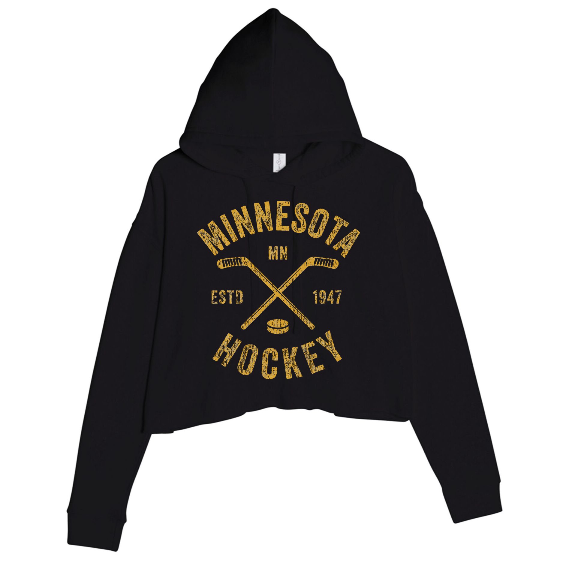 Minnesota Mn Ice Hockey Sticks Crop Fleece Hoodie