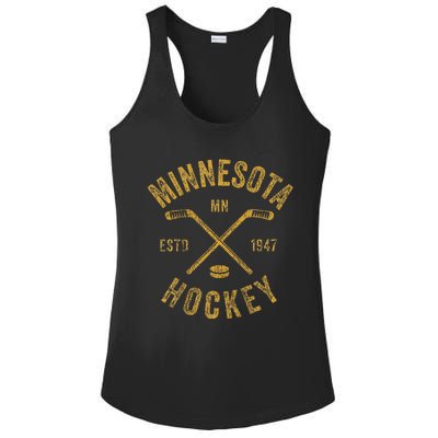 Minnesota Mn Ice Hockey Sticks Ladies PosiCharge Competitor Racerback Tank