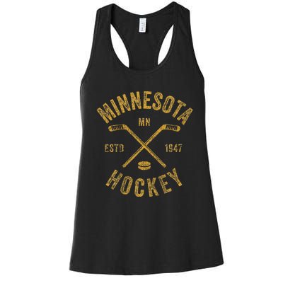 Minnesota Mn Ice Hockey Sticks Women's Racerback Tank