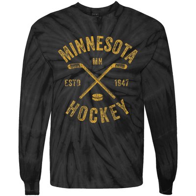 Minnesota Mn Ice Hockey Sticks Tie-Dye Long Sleeve Shirt