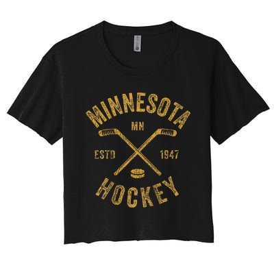 Minnesota Mn Ice Hockey Sticks Women's Crop Top Tee