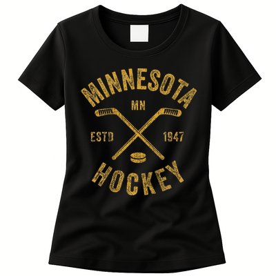 Minnesota Mn Ice Hockey Sticks Womens T-Shirt
