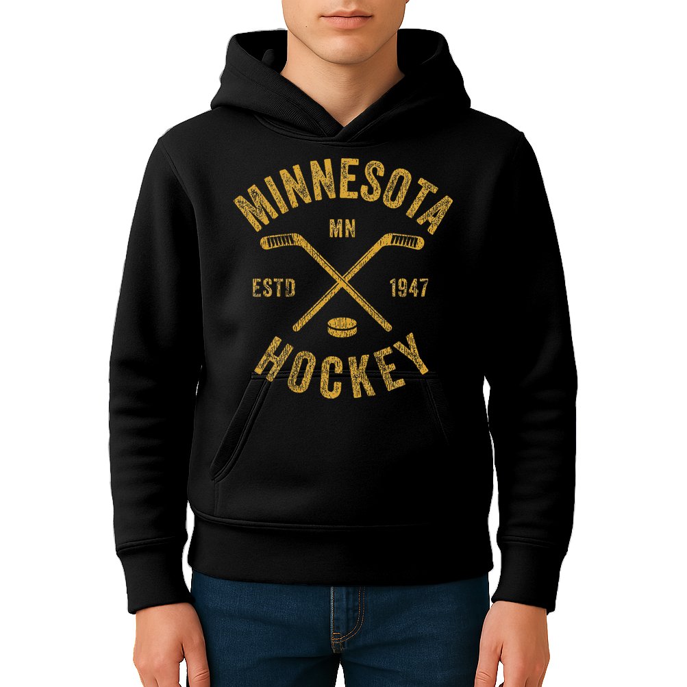 Minnesota Mn Ice Hockey Sticks Kids Hoodie