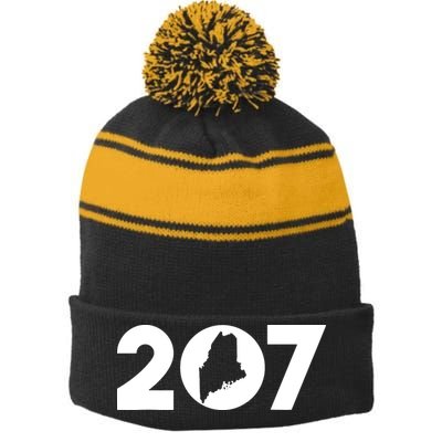 Maine Map Inside The 207 Area Code Maine Me Pride Stripe Pom Pom Beanie