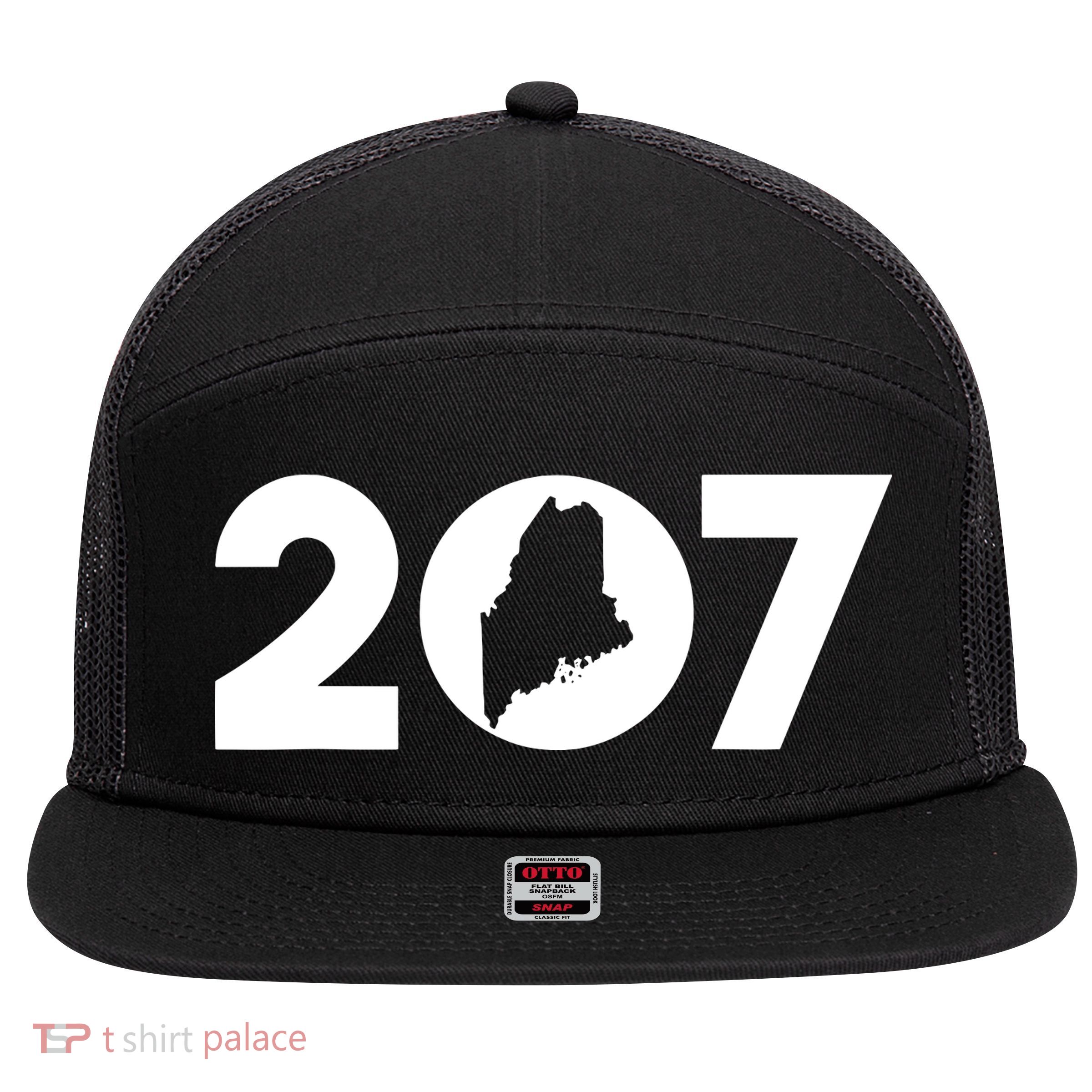 Maine Map Inside The 207 Area Code Maine Me Pride 7 Panel Mesh Trucker Snapback Hat