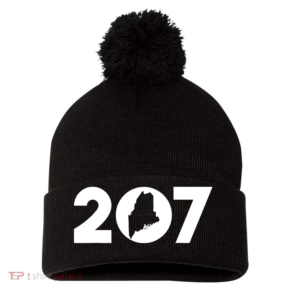 Maine Map Inside The 207 Area Code Maine Me Pride Pom Pom 12in Knit Beanie