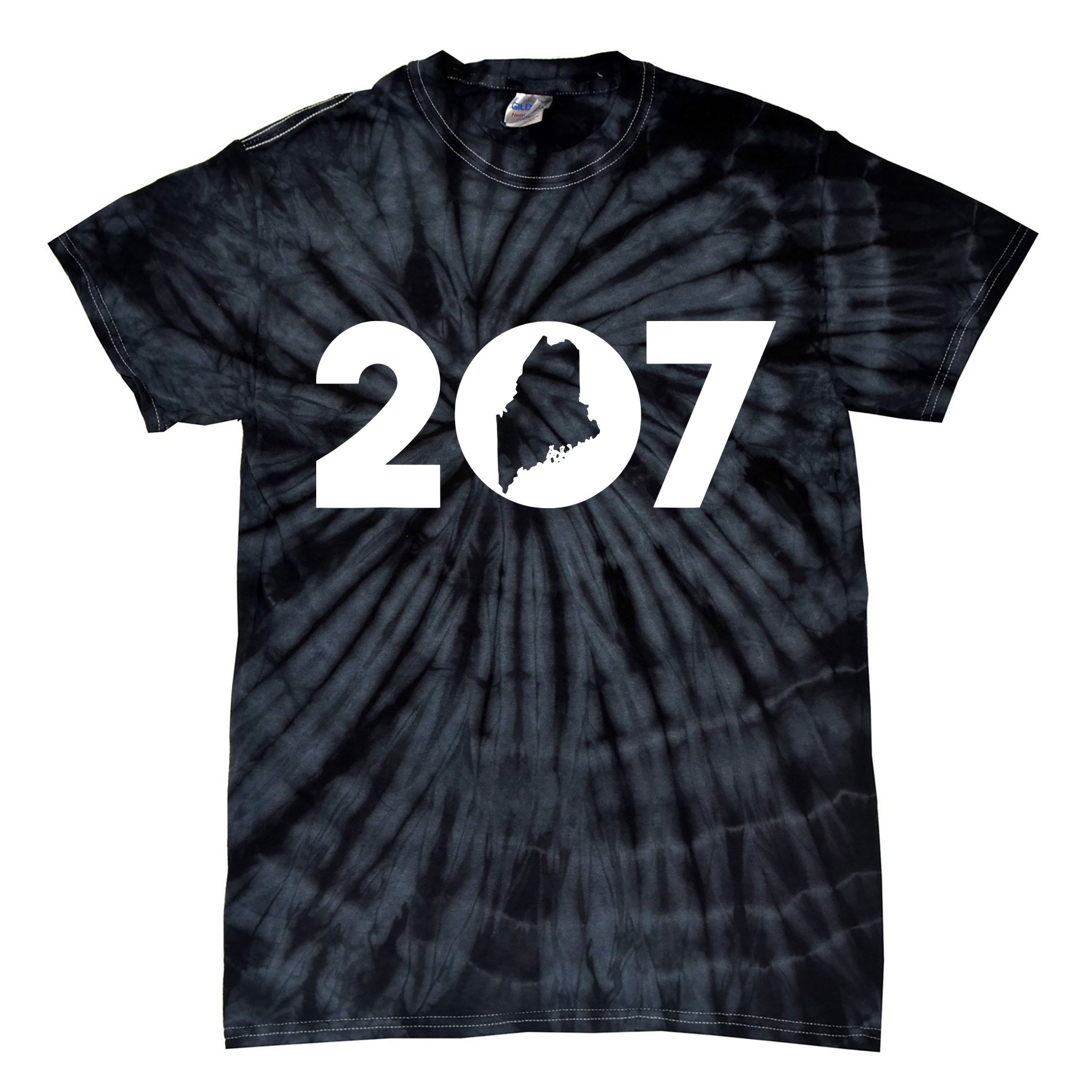Maine Map Inside The 207 Area Code Maine Me Pride Tie-Dye T-Shirt