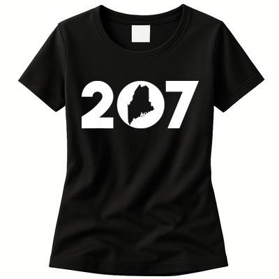 Maine Map Inside The 207 Area Code Maine Me Pride Womens T-Shirt