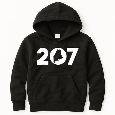 Maine Map Inside The 207 Area Code Maine Me Pride Kids Hoodie