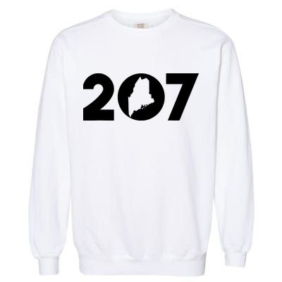 Maine Map Inside The 207 Area Code Maine Me Pride Garment-Dyed Sweatshirt