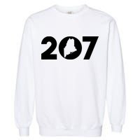 Maine Map Inside The 207 Area Code Maine Me Pride Garment-Dyed Sweatshirt