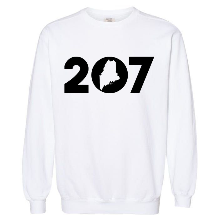 Maine Map Inside The 207 Area Code Maine Me Pride Garment-Dyed Sweatshirt