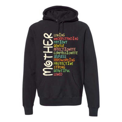 MOTHER Meaning I Love Mom Mothers Day Premium Hoodie