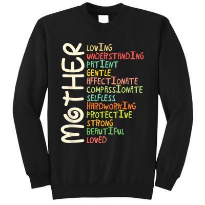 MOTHER Meaning I Love Mom Mothers Day Tall Sweatshirt