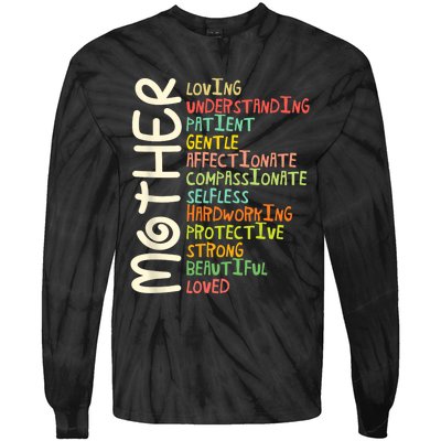 MOTHER Meaning I Love Mom Mothers Day Tie-Dye Long Sleeve Shirt