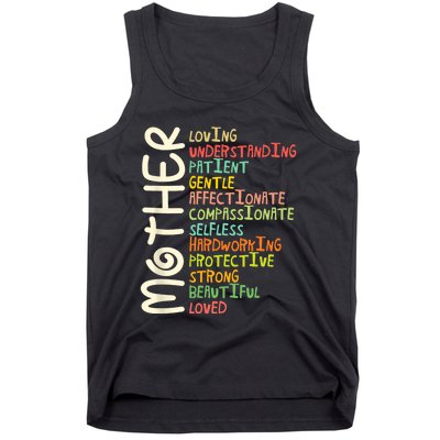 MOTHER Meaning I Love Mom Mothers Day Tank Top